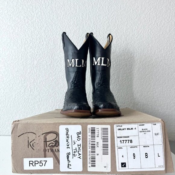 Rod Patrick Womens Cowboy Boots 9B Black Full Quill Ostrich Western Cowgirl Boot - Picture 11 of 12